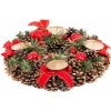 Veniec MagicHome Vianoce, prírodný, adventný, červený, 25 cm