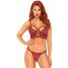 Leg Avenue Lace Bralette with Sheer Thong 81577 Burgundy S/M