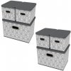HomeLife Úložný box s vekom súprava 2 x 3 ks list sivá / biela 5105