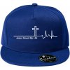 Jesus Saved My Life kríž ekg - Šiltovka s rovným šiltom a plastovou sponou - Univerzálna veľkosť ( Kráľovská modrá )