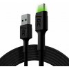 GREEN CELL Kábel GC Ray USB - USB-C 200cm so zeleným LED podsvietením, rýchle nabíjanie Ultra Charge, QC 3.0
