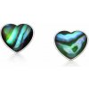 jantario Strieborné mini náušnice s perleťou Srdiečko abalone 102573