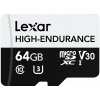 Lexar pamäťová karta 64GB High-Endurance microSDHC/microSDXC™ UHS-I cards, (čítanie/zápis: 100/35MB/s) C10 A1 V30 U3 (LMSHGED064G-BCNNG)