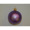 ONREX Vianočná ozdoba sklenená guľa fialová lístky pr. 7 cm