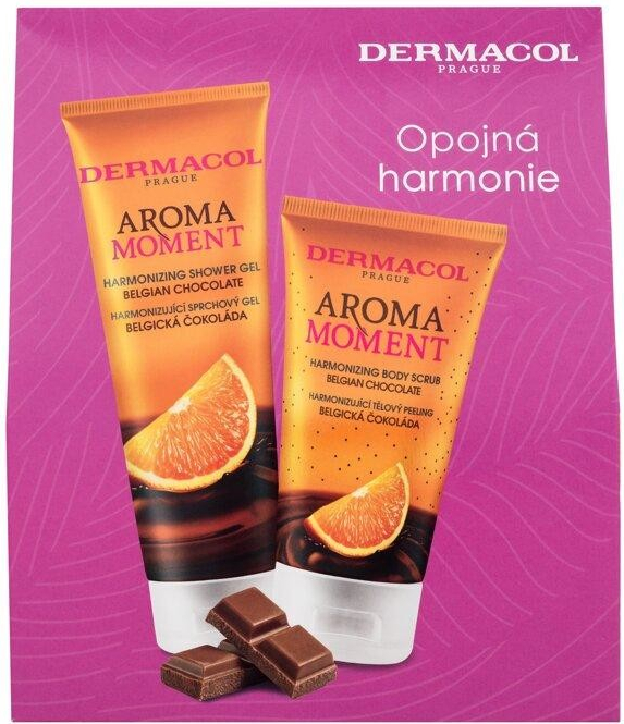 Dermacol Aroma Moment krémový sprchový gél 250 ml + Belgian Chocolate harmonizujúci telový peeling 150 ml