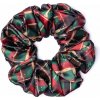 Saténová gumička scrunchie VIANOČNÉ KÁRO XL
