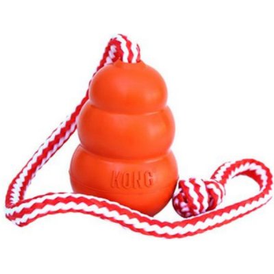 Hračka Kong Dog Aqua Granát s lanom oranžový, plávajúci, guma prírodná, M