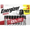 Energizer Max tužková batéria typu AA alkalicko-mangánová, 1.5 V, 8 ks; E303324700