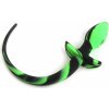 Slave4master Silicone Puppy Tail Black-Green, silikónový análny kolík – psí chvost 7,5 x 3,1 cm