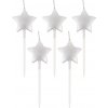 Tortové sviečky Hviezdy - Strieborné, 5 ks