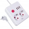 MCN Maclean napájací pásik, predlžovací kábel 2 zásuvky + 3xUSB, 110-240V AC 50/60Hz, 2,1A max. 2500W, 1,5 m, biely, MCE387 W