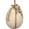 Clayre & Eef Béžová závesná dekorácia vajíčko zdobené kvetmi - Ø 20*29 cm - Clayre & Eef