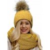 Fashionweek Zimní set čiapka a šál, pletený tunel WOOL-INES Farba: horčicovú, Veľkosť: Universal