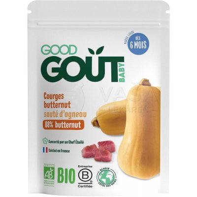 Good Gout BIO Maslová tekvica s jahňacím mäsom (od ukončeného 6. mesiaca) 190 g detský mäsovo-zeleninový príkrm