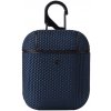 AppleKing textilný ochranný obal s karabínou pre AirPods 1 / 2 - modrý - možnosť vrátiť tovar ZADARMO do 30tich dní