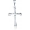 Zlatý prívesok z bieleho zlata so zirkónmi krížik ZP0402XJ70-9400 (585/1000) 0,94g