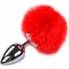 Alive Metal Anal Fluffly Plug L Red