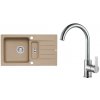 Alveus SET A558 Beige 55 / Chróm SETA558 - Drez Granitový Niagara 70 - 780x435mm, vanička 348x350x160mm, 100x225x70mm, Beige 55 + bateria Tonia