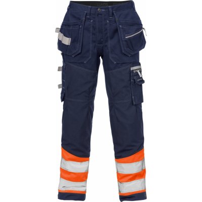 Fristads Výstražné pracovné nohavice 2127 CYD Fluorescenčná oranžová Námornícka modrá