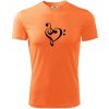 Husľový kľúč srdce - Pánske tričko Fantasy športové - M ( Neon mandarine )
