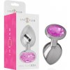 Intense - Metal Aluminum Anal Plug With Pink Glass Size L