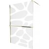 MEXEN/S - KIOTO Sprchová zástena WALK-IN s poličkou a držiakom uterákov 120 x 200, transparent/bialy vzór 8 mm, zlatá 800-120-121-50-97