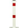 Bielo-červený oceľový parkovacie stĺpik (hranatý profil) s okami - výška 60 cm