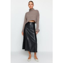 Trendyol Black Faux Leather High Waist Maxi Skirt