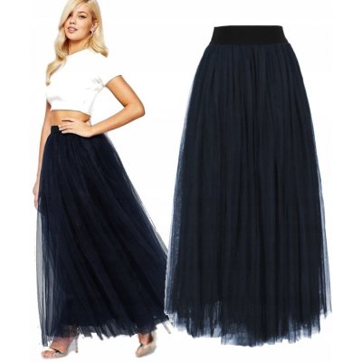 Fashionweek exkluzívne dlhá maxi dlhá tylová sukňa BRAND51 námornícka modrá
