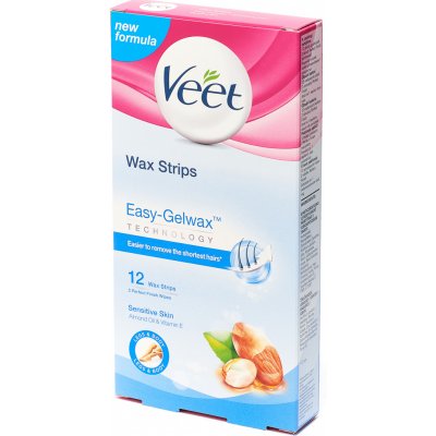 Veet voskové pásiky A vitamín E a mandlový olej pro citlivou pokožku 12 ks