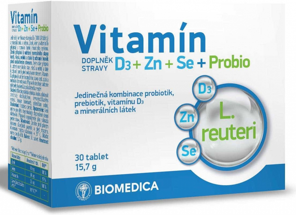 Biomedica Vitamín D3+Zn+Se+Probio 30 tabliet od 4,29 € - Heureka.sk