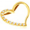 Šperky eshop - Prívesok zo 14K zlata - zahnuté srdce s jednou zirkónovou stranou GG02.04