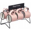 PORCELÁNOVÉ ŠÁLKY NA ESPRESSO 6 KUSOV 100 ML RUŽOVÉ SO STOJANOM