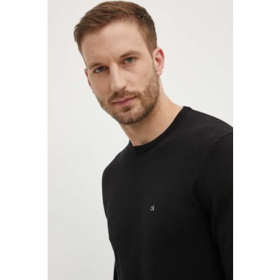 Calvin Klein sveter s prímesou hodvábu tenký K10K113549 čierna