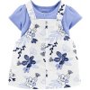 CARTERS CARTER'S Set 2dielny body kr. rukáv, šaty na traky Blue Floral dievča NB/ veľ. 56
