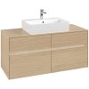 VILLEROY & BOCH Collaro závesná skrinka pod umývadlo na dosku (umývadlo v strede), 4 zásuvky, s LED osvetlením, 1200 x 500 x 548 mm, Nordic Oak, C128B0VJ