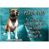 Pozorpes.sk, výstražná tabuľka (Stafordšírsky teriér)