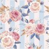 Servítky na DEKUPÁŽ - Pink Roses on Blue Stripes - 1ks