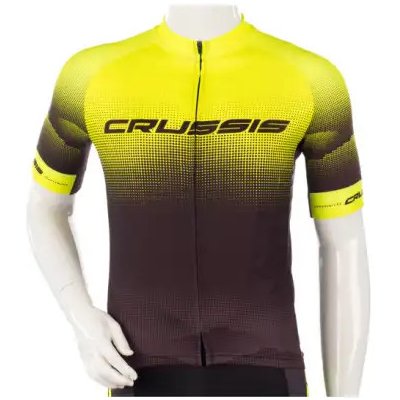Crussis s dlhým rukávom čierna-fluo žltá - Crussis pánsky cyklistický dres s krátkym rukávom čierna/žltá vel. 4XL