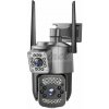 Vonkajšia bezpečnostná IP kamera s dvoma objektívmi, 10-násobným zoomom a nočným videním - 2x2 MP, 4G