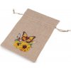 Darčekové vrecúško slnečnice 13x18 cm imitácia juty - 10 ks 1 režná prírodná motýľ