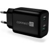 Nabíjačka do siete Connect IT Wanderer2 GaN, 1× USB-C + 1x USB-A, 33W PD (CWC-2080-BK) čierna