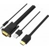 Video kábel Vention HDMI to VGA Cable with Audio Output & USB Power Supply 1M Black (ABIBF)
