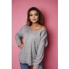 Fashionweek Dámsky mäkký ľahký voľný sveter lesklé vrecko NB10114 Farba: Šedá, Veľkosť: Universal