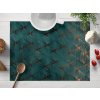 Biante Zamatové prestieranie Isabela IBL-008 Rose Gold trojuholníky na petrolejovom 30x40 cm