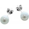 Argento Strieborné náušnice - biela syntetická perla v tvare guľôčky, priemer 7 mm 65357