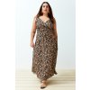 Trendyol Curve Camel Maxi Slit Detailed Leopard Patterned