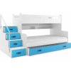 Interbeds MAX 3 poschodová posteľ 200x120 + matrace modro-biela 2025