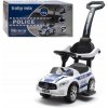 Baby Mix Lehátko pre dieťa s tyčou a vodiacou lištou Baby Mix POLICE biele