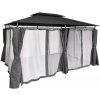 CH Tmavosivý záhradný altánok so závesmi a sieťkou Altana 3 x 4 m